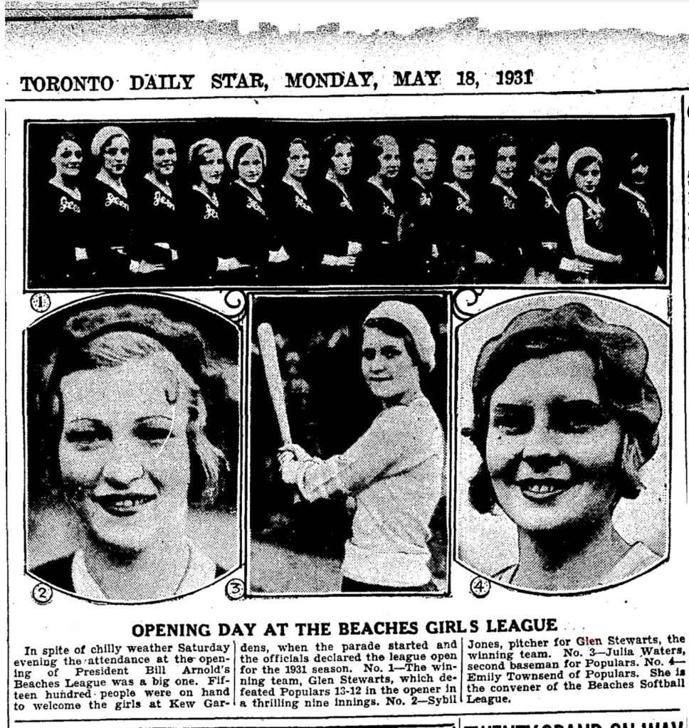 Beaches Girls League, Toronto Star, May 18, 1931
